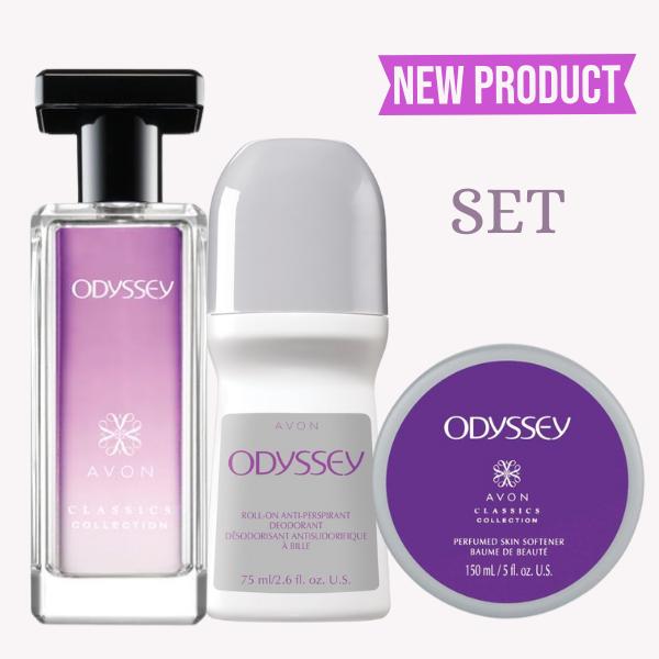 Avon Odyssey Cologne Spray 1.7 oz, perfumed skin softener and deodorant roll-on. SET