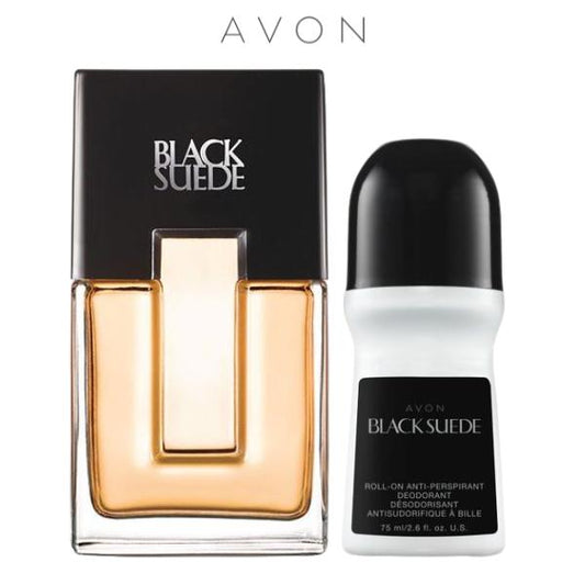 AVON Black Suede Perfume EDT 3.4 fl. oz & Roll-On Antiperspirant Deodorant Set - Sophisticated Fragrance & Daily Freshness