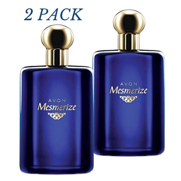 Avon Mesmerize Blue for Men Cologne Spray 3.4. fl oz. 2 PACK. Generous Fragrance with Bergamot & Spicy Cardamom Notes Woody Amber Scent