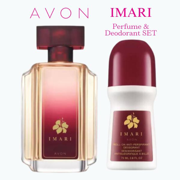 Avon Imari Pefume EDT Spray for her 1.7 fl oz and Deodorant roll-on 2.6 fl oz. SET Fragrance Jasmine Body Care Floral