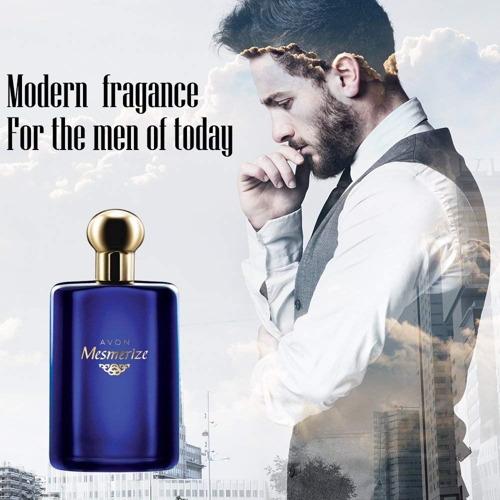 Avon Mesmerize Blue for Men Cologne Spray 3.4. fl oz. Elegant Fruity & Floral Fragrance with Woody Notes & Amber Base