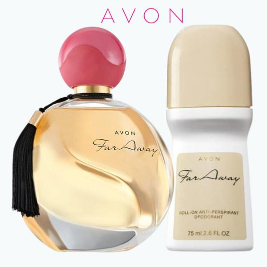Avon Far Away Eau De Parfum Set, Perfume 1.7, Roll-on Deodorant