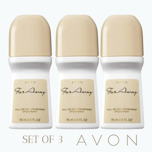 Avon Far Away Deodorant Roll-on Set of 3 - 2.6 oz Anti-Perspirant for Odorless Comfort & Lasting Freshness - Floral Scented Body Care